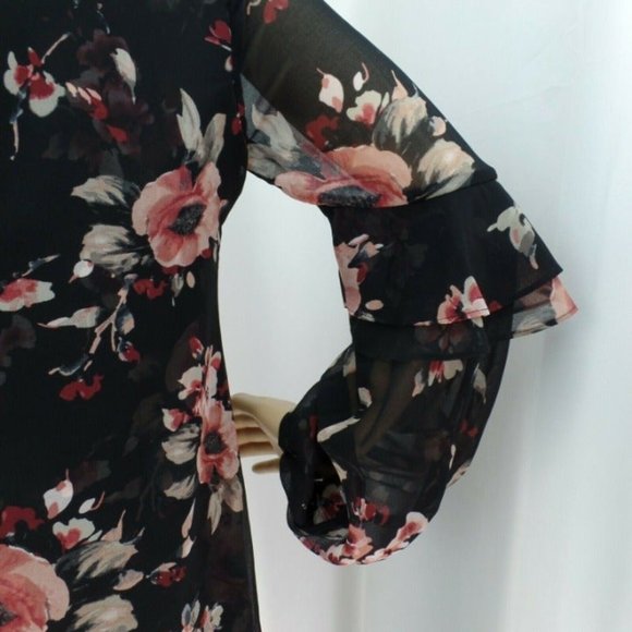 "WHITE HOUSE BLACK MARKET" LONG SLEEVE FLORAL CHOKER SHIFT DRESS SIZE: SP NWT - Picture 9 of 10